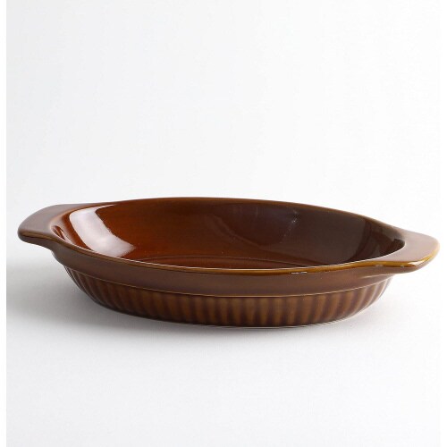 耐熱深型オーバル皿 ブラウン×2