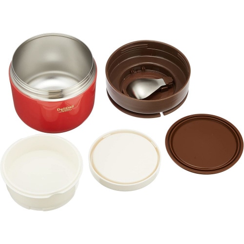 どんぶり スプーン付ランチジャー レッド