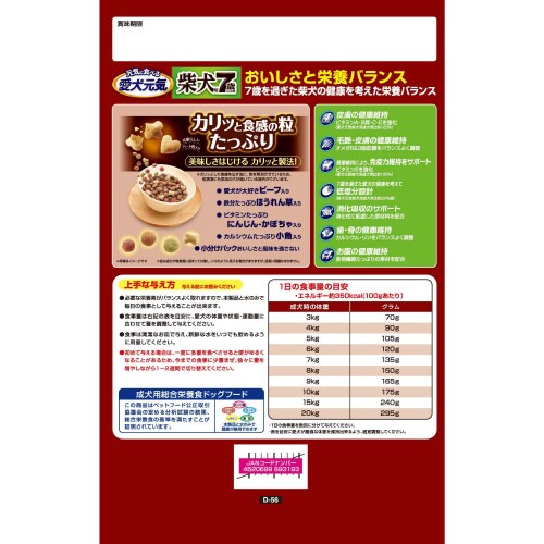 愛犬元気柴犬用7歳以上用ビーフ・緑黄色野