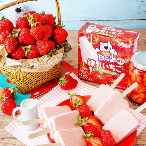 【冷凍】丸永製菓 白くま練乳いちご 6本8箱