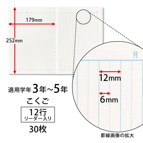 学習帳スクールキッズ国語12行縦罫×10