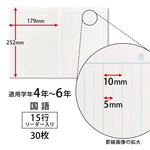 学習帳スクールキッズ国語15行縦罫×10