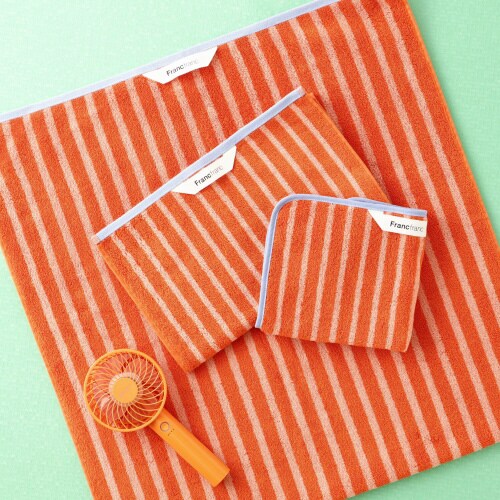 抗菌防臭 ストライプ バスタオル オレンジ×2