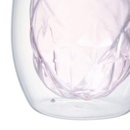 ダイヤ ダブルウォールグラス ピンク×2