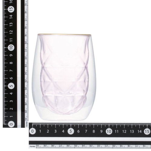 ダイヤ ダブルウォールグラス ピンク×2