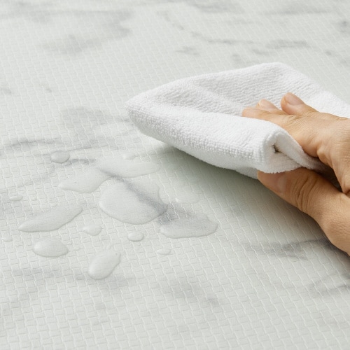 PVCキッチンマットマーブルS ホワイトグレー×2