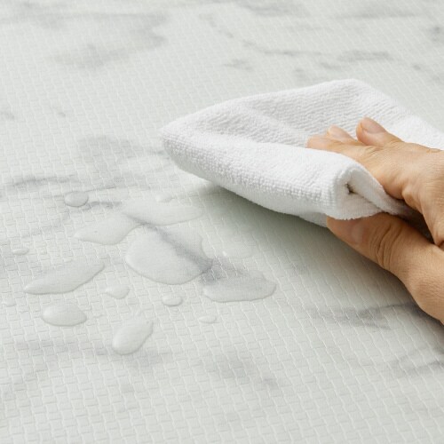 PVCキッチンマットマーブルM ホワイトグレー×2