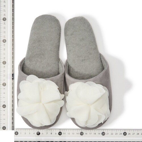ルームシューズ フラワー ダークグレー×2