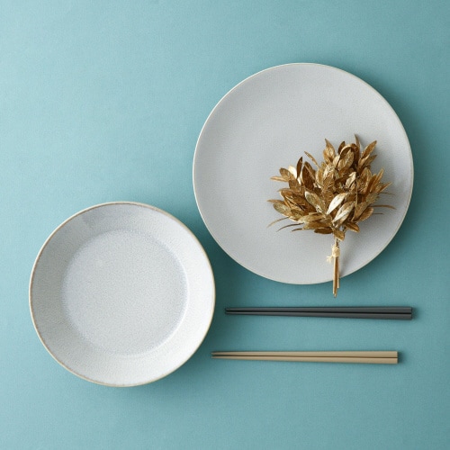 美濃焼 彩り 深プレート ライトグレー×4