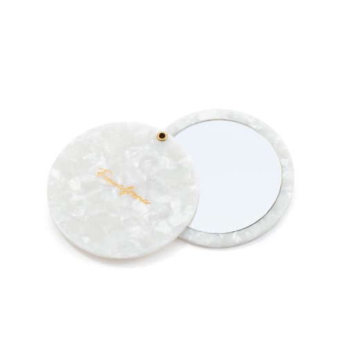 ポーチ付き コンパクトミラー ホワイト×4