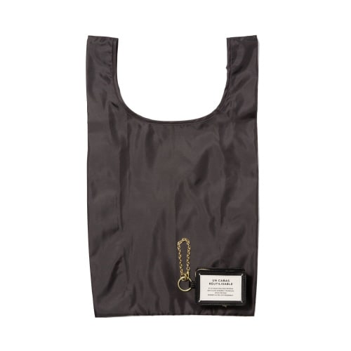 バッグチャームエコバッグ タイポ ブラック×6