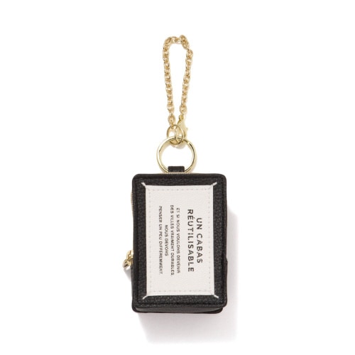 バッグチャームエコバッグ タイポ ブラック×6