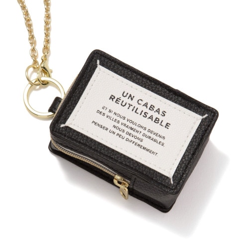 バッグチャームエコバッグ タイポ ブラック×6