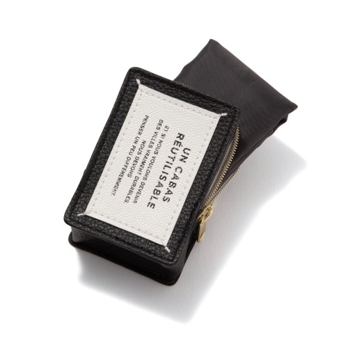 バッグチャームエコバッグ タイポ ブラック×6