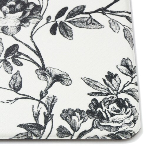 PVCキッチンマットフラワーS ブラック×2