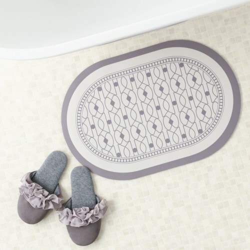 珪藻土入りソフトバスマット オーバル タイル×2