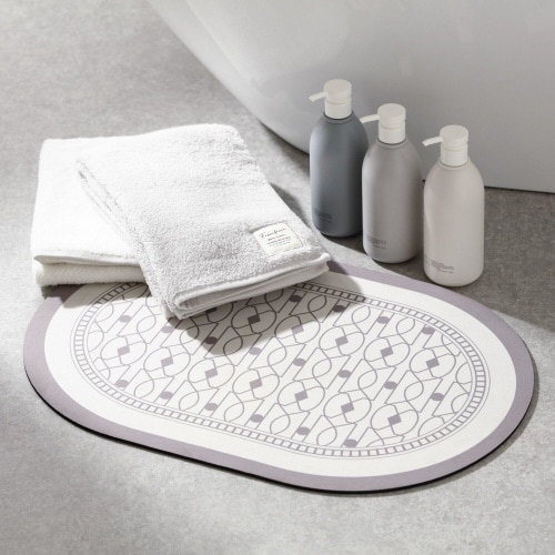 珪藻土入りソフトバスマット オーバル タイル×2