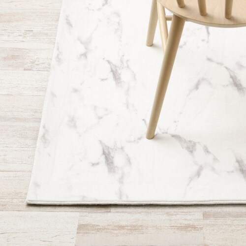 デザインプリントラグ マーブル S ホワイト