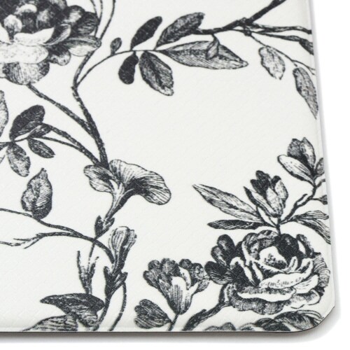 PVCキッチンマットフラワーM ブラック×2