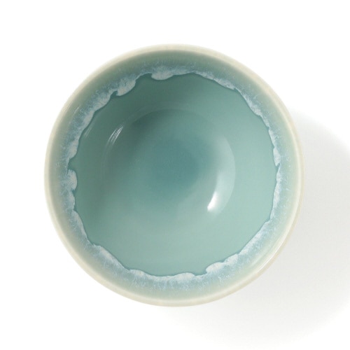 美濃焼 飯碗 流し グリーン×3