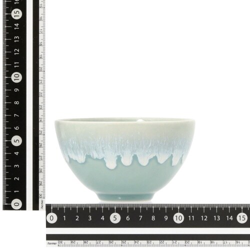 美濃焼 飯碗 流し グリーン×3