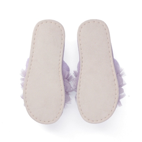 モイストニット フリルルームシューズ パープル×2