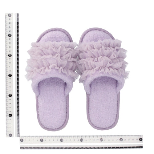 モイストニット フリルルームシューズ パープル×2