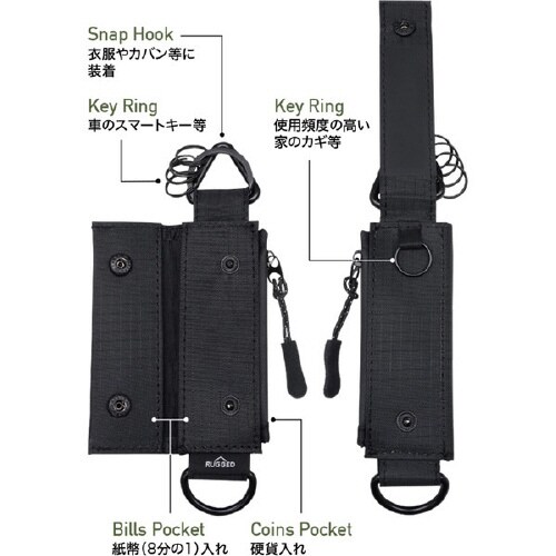 車内用品 RUGGED マルチキーケースS BK