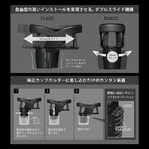 ツインカップホルダークワトロ×カーボン調