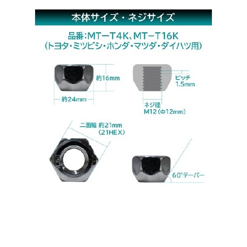 ホイールナット トヨタ・ミツビシ・ホンダ・マツダ