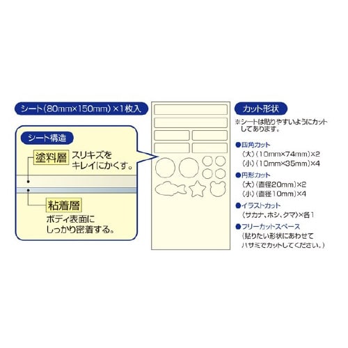 補修ペイント ボディ貼るだけシート ホワイトパール