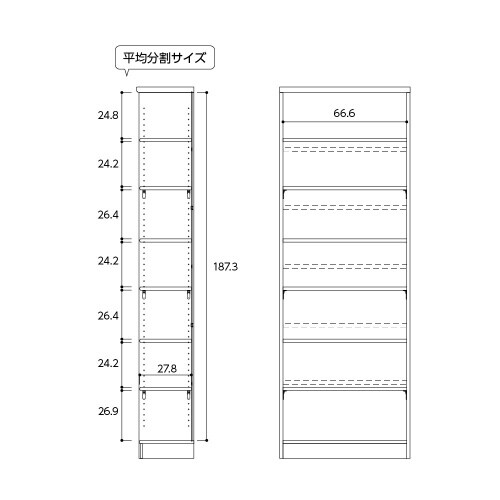 ラック高さ200×幅70.2×奥行31cmDB