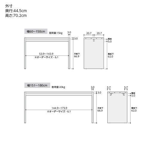 デスク高さ70.2×幅175×奥行44.5cmSB