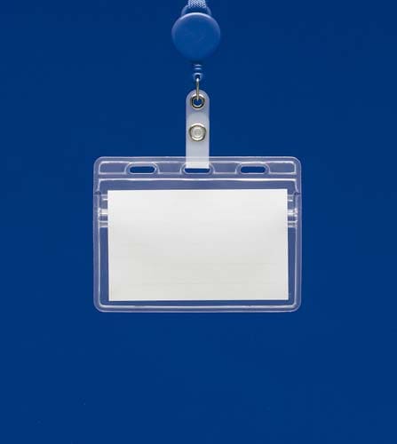 ミニリール式吊下げ名札 青 チャックタイプ 5枚入