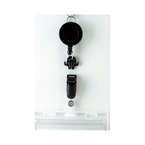 リール式吊下げ名札 チャックタイプ青