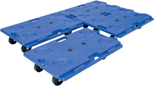 連結静音樹脂台車 ブルー 150kg 3台