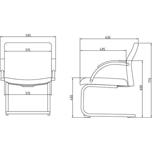 アコールチェア ブラック 肘付