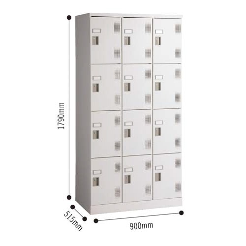 アッセスチールロッカーSシリンダ錠12人用4段W