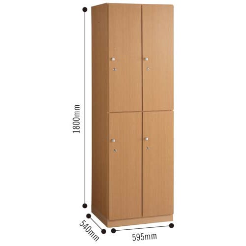 レノ木製ロッカー2列 4人用(2段) ナチュラル