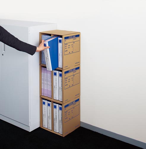 文書保存箱(閲覧用) 3個入+カラーラベル赤1個