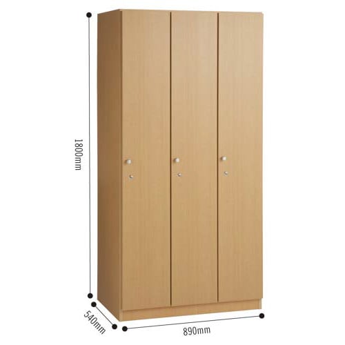 レノ木製ロッカー3列 3人用 ナチュラル