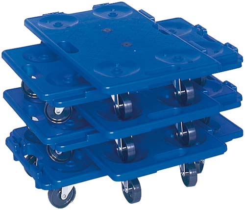 連結静音樹脂台車 ブルー 150kg 3台