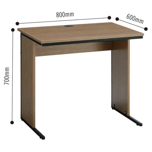 ワーキングデスク平机奥600幅800ウォルナット