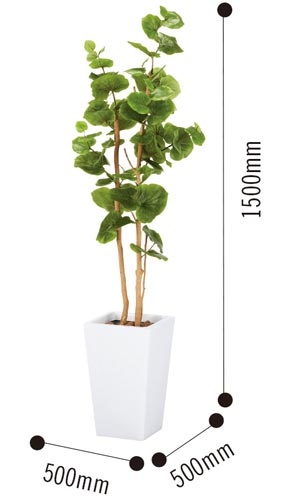 人工植物 シーグレープ鉢ホワイト高さ1500光触媒