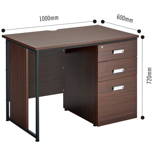 モルトデスク片袖机W1000D600Dブラウン