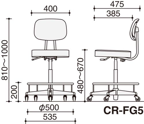 作業用イス 背付き ステップ付き メッキ脚