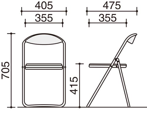 折りたたみイス 座幅355タイプメッキ脚 ブラウン
