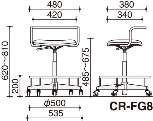 作業用イス スツールタイプ 背付き ステップ付き