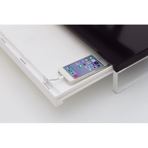 机上台 引出し付き 幅590mm 白