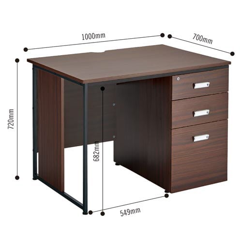 モルトデスク片袖W1000D700ダークブラウン